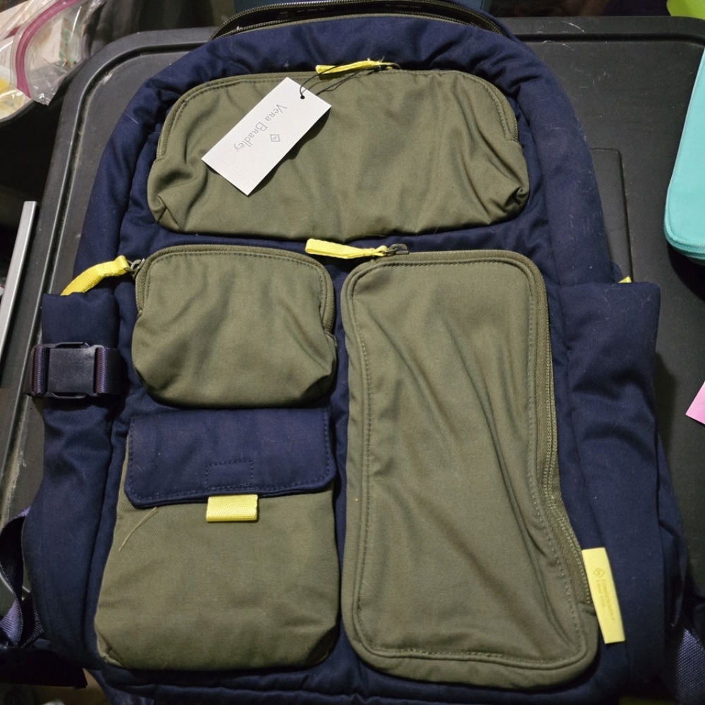 Vera Bradley Navy and Olive Men's Backpack